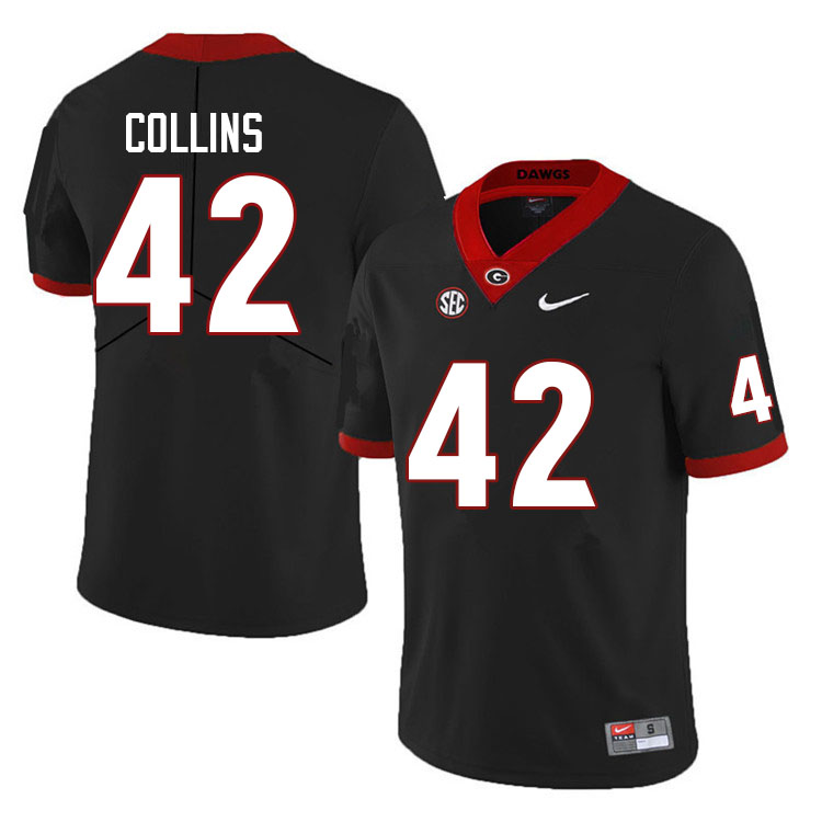 Men #42 Graham Collins Georgia Bulldogs College Football Jerseys Sale-Black Anniversary